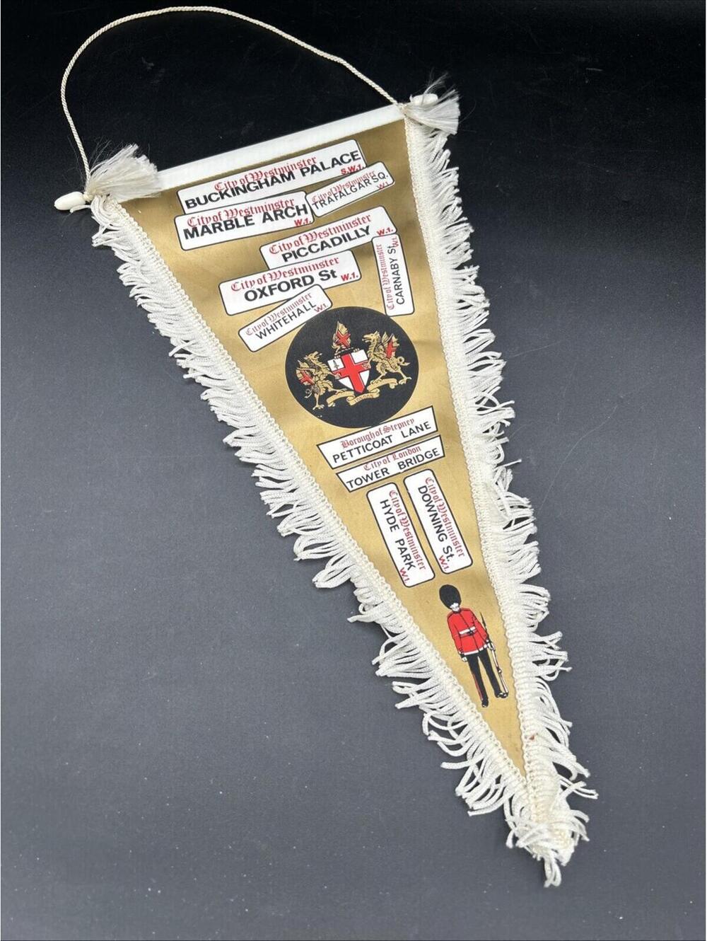 Vintage London Souvenir Landmark Pennant 14.5”Collectible